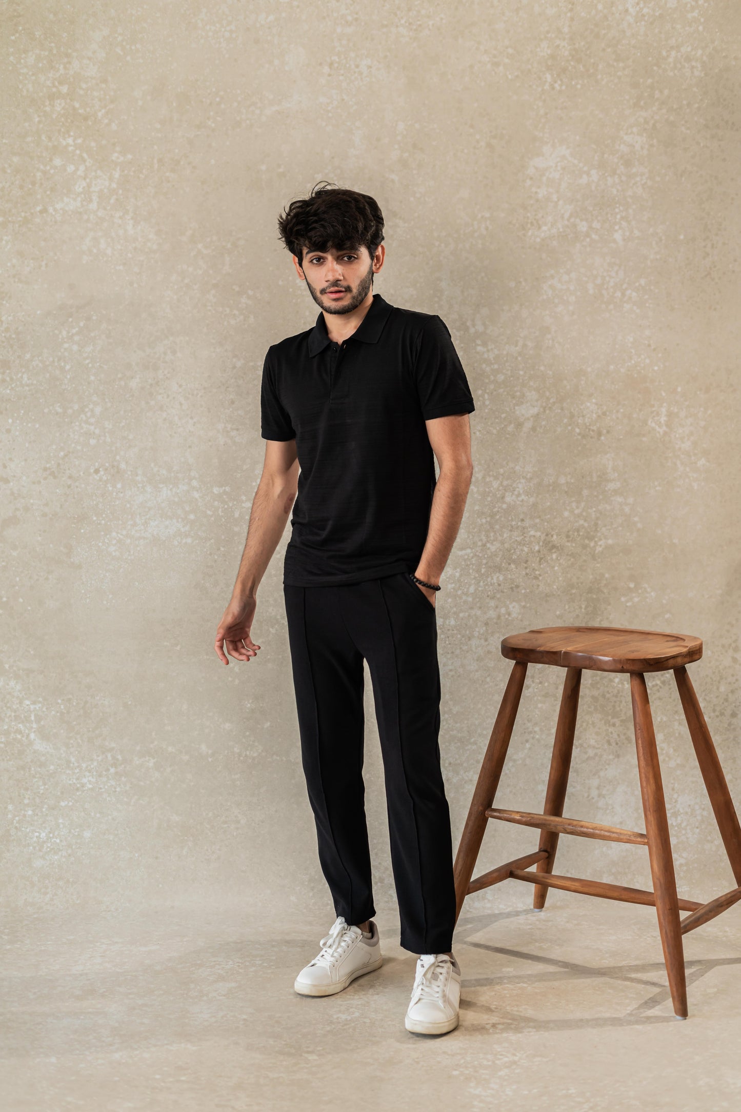 Plain High Black Polo T-shirt