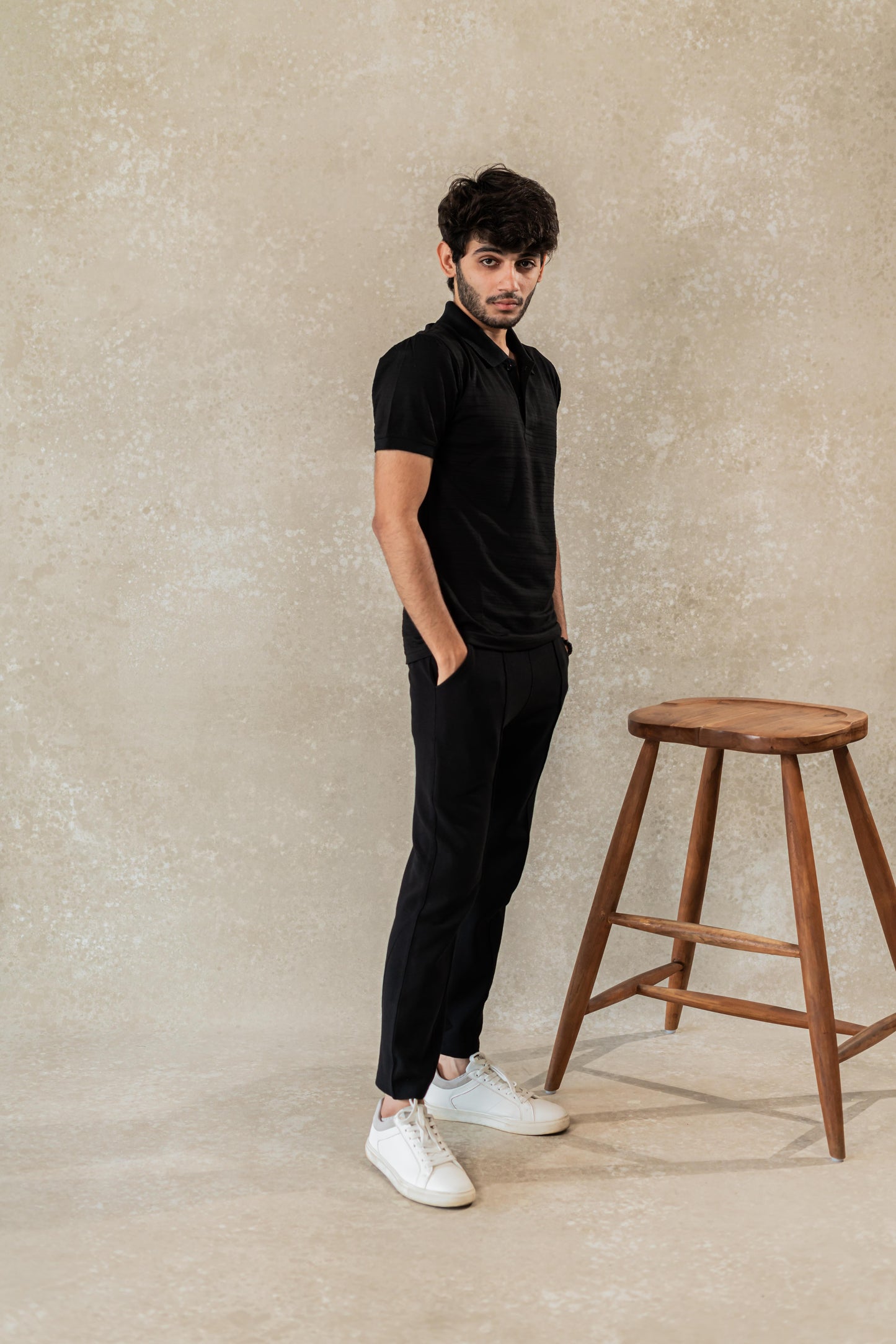 Plain High Black Polo T-shirt