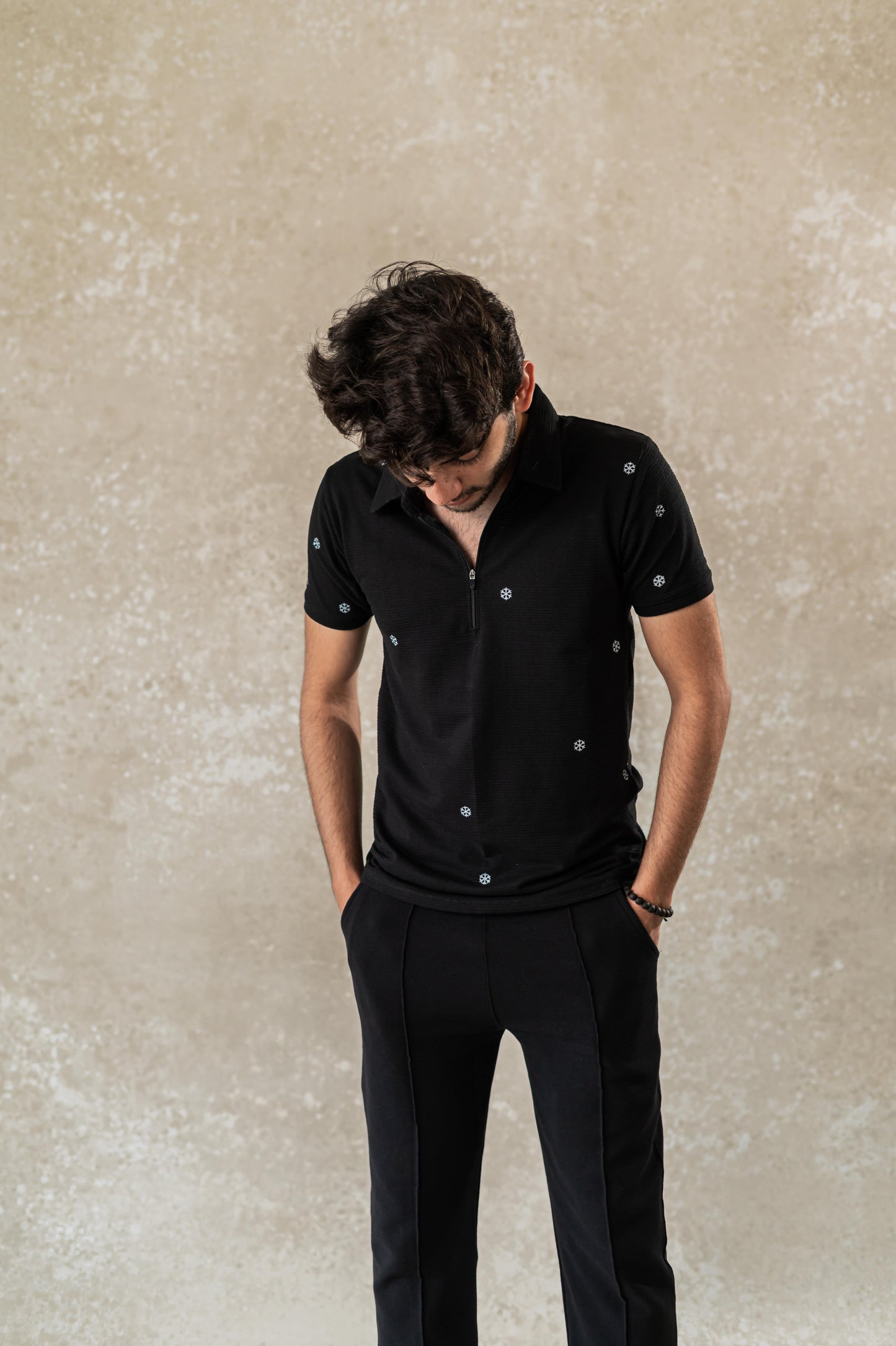Zip Snowflake Polo T-shirt