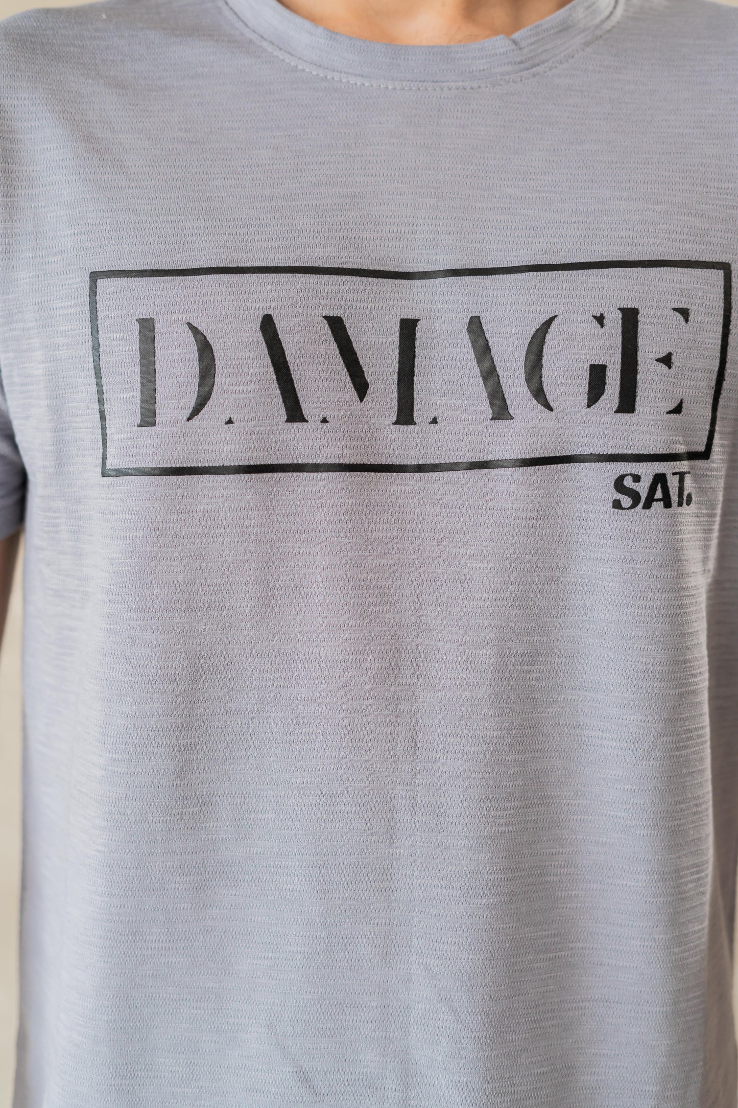 Damage Round Neck T-shirt 'Grey'