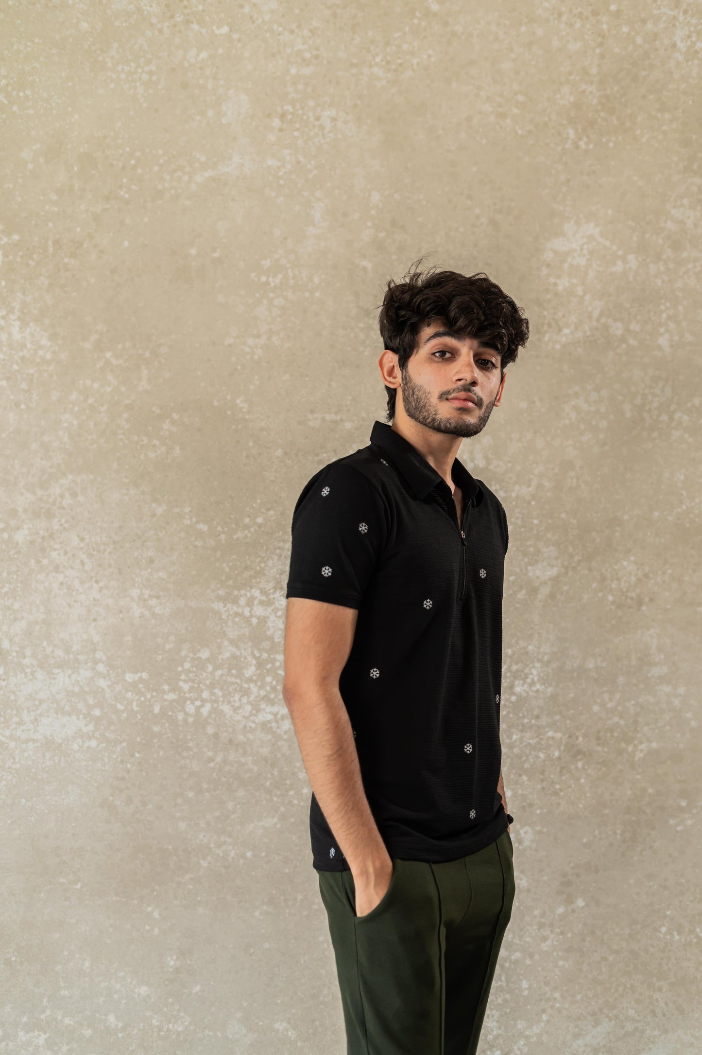Zip Snowflake Polo T-shirt