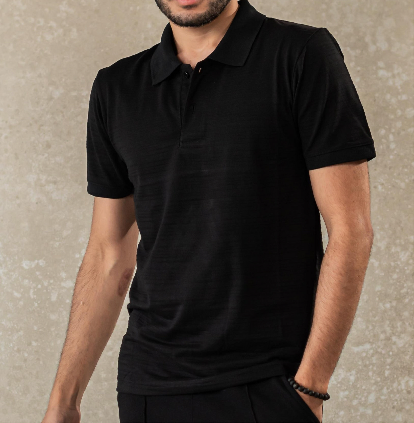 Plain High Black Polo T-shirt