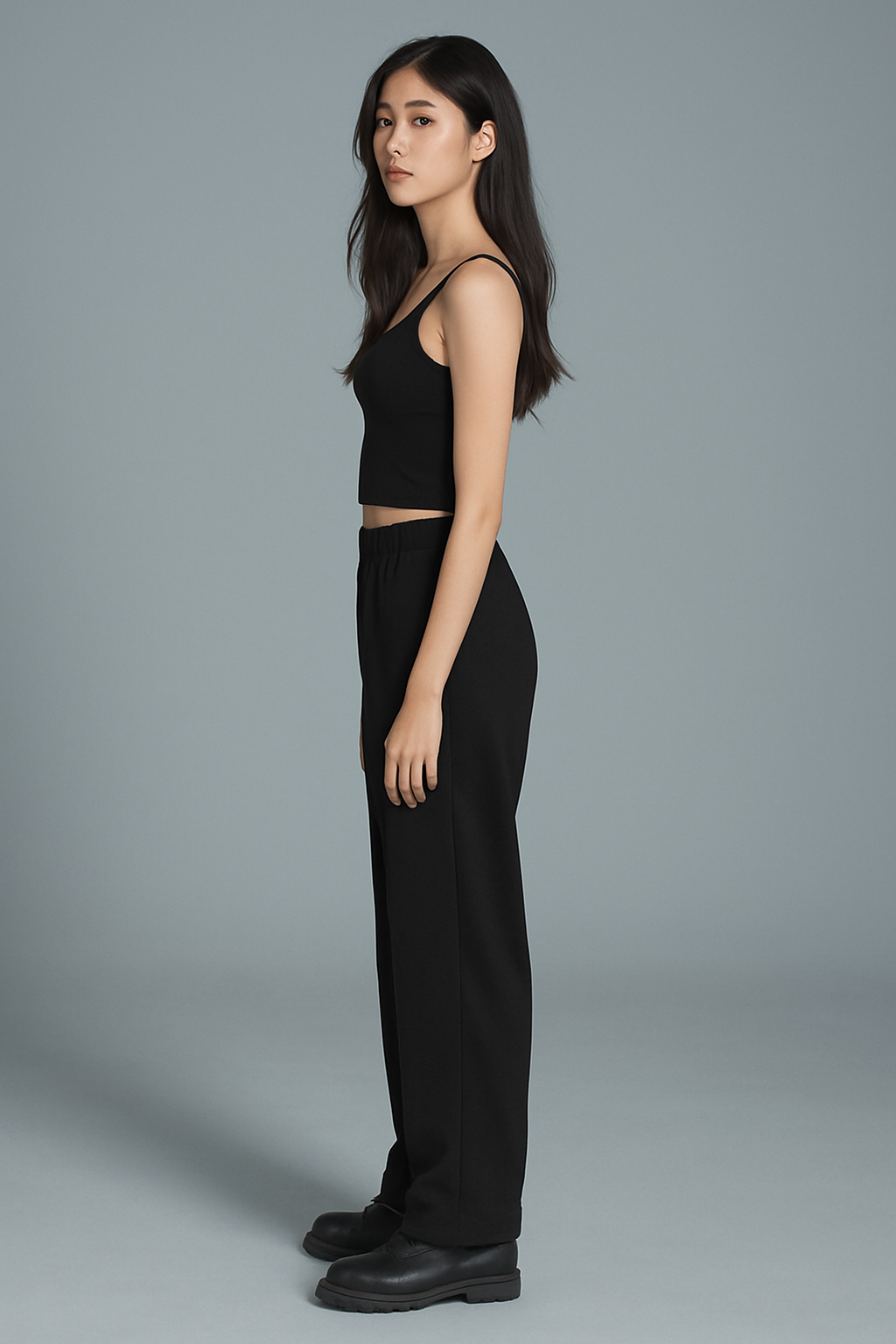 Wide leg Joggers -  'Black' ( Korean fit )