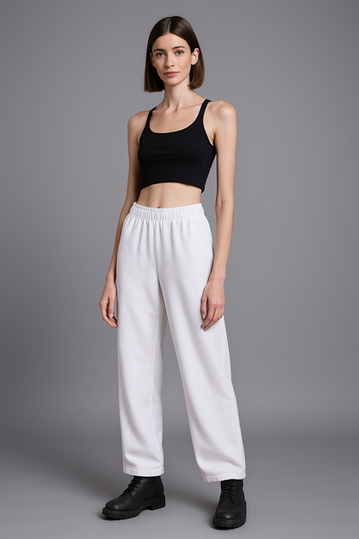 Wide leg Joggers - 'White' ( Korean fit )