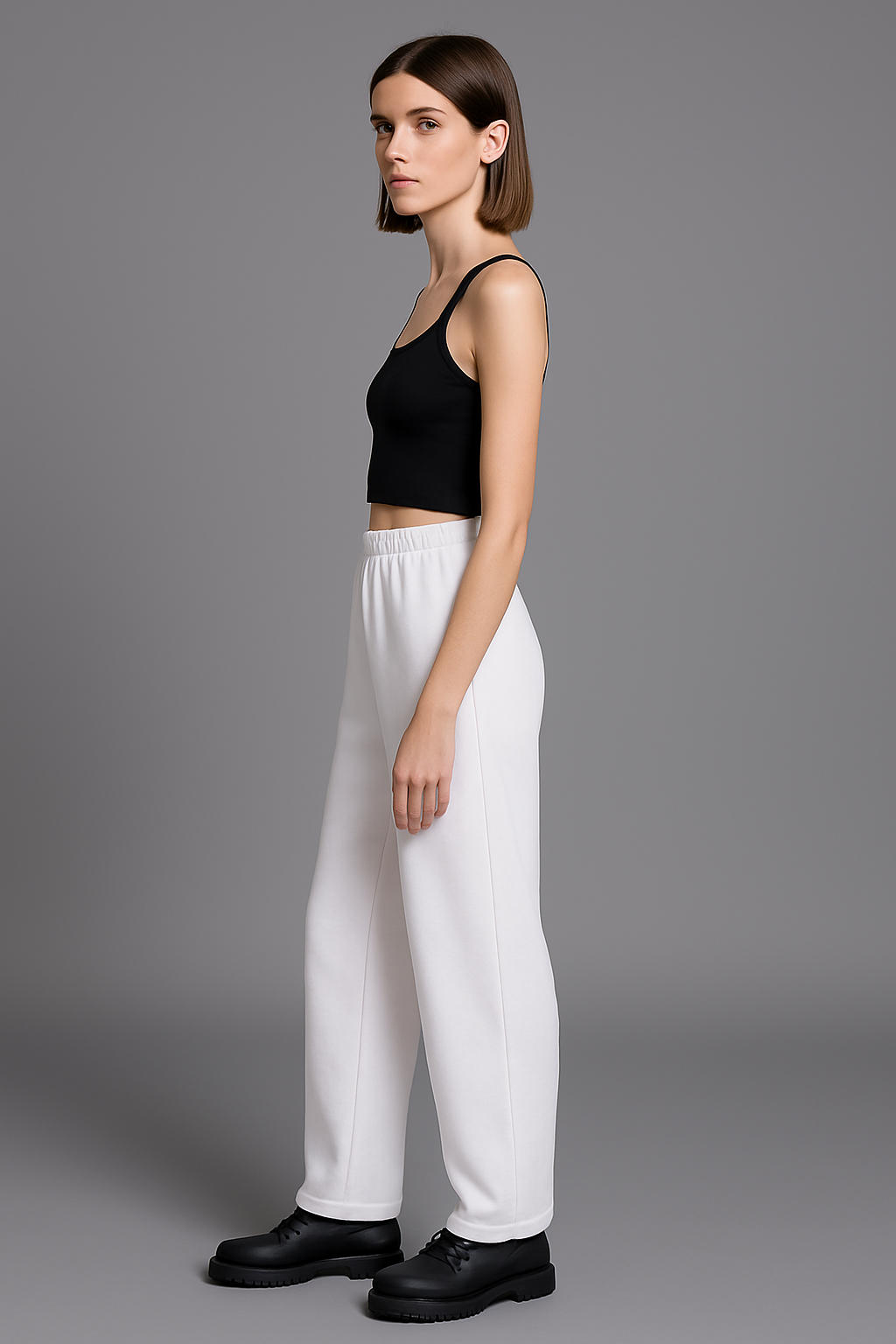 Wide leg Joggers - 'White' ( Korean fit )