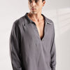 Flowy V Neck Wind Shirt 'Grey'