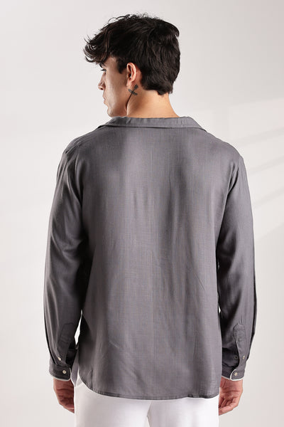Flowy V Neck Wind Shirt 'Grey'