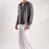 Flowy V Neck Wind Shirt 'Grey'