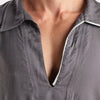 Flowy V Neck Wind Shirt 'Grey'