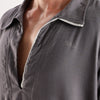 Flowy V Neck Wind Shirt 'Grey'