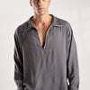 Flowy V Neck Wind Shirt 'Grey'