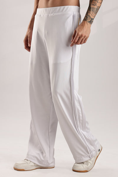 Self Design Tucks Pants - Super Soft Lycra 'White'