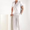 Self Design Tucks Pants - Super Soft Lycra 'White'