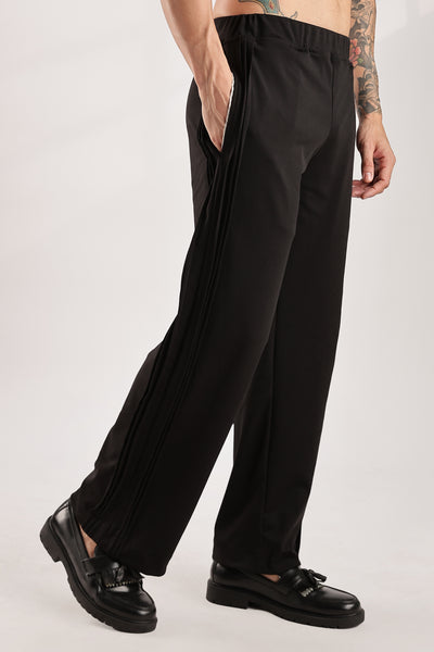 Self Design Tucks Pants - Lycra 'Black'