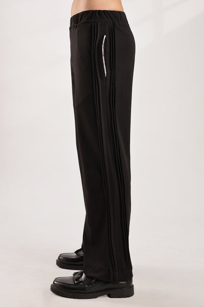 Self Design Tucks Pants - Lycra 'Black'