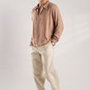 Circular Belt Single Pleated Straight Pants