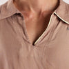 Flowy V Neck Wind Shirt 'Brown'