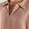 Flowy V Neck Wind Shirt 'Brown'
