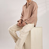 Circular Belt Single Pleated Straight Pants