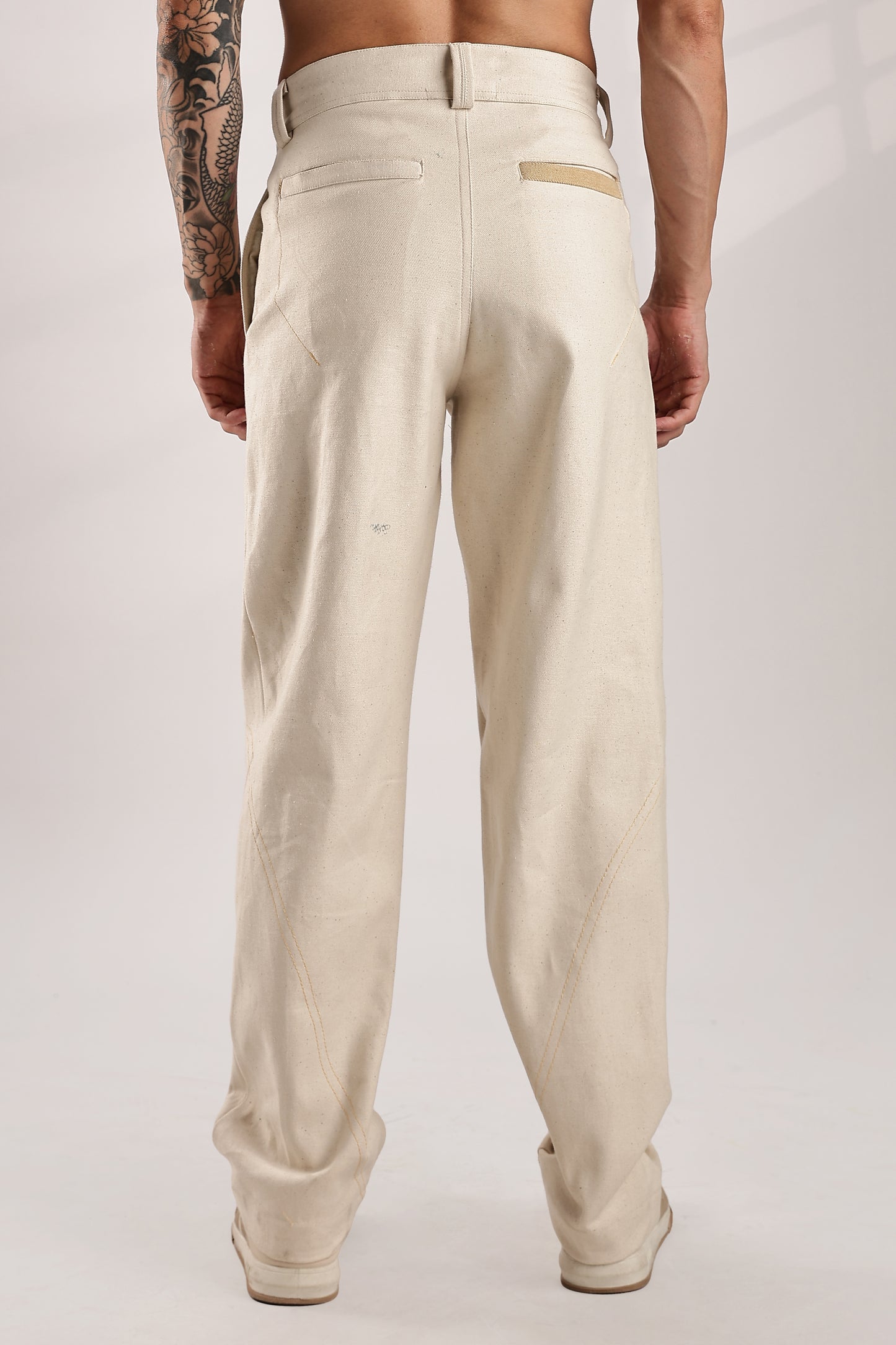 Double Pleated Raw Denim Pants