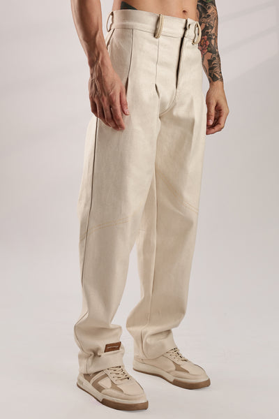 Double Pleated Raw Denim Pants