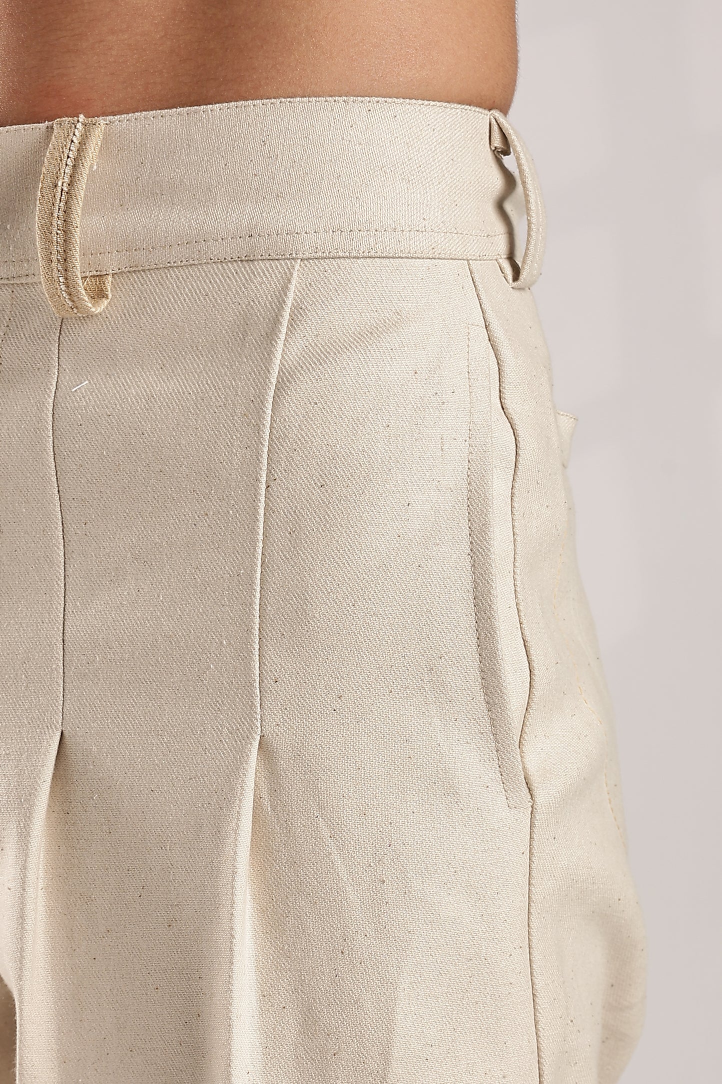 Double Pleated Raw Denim Pants