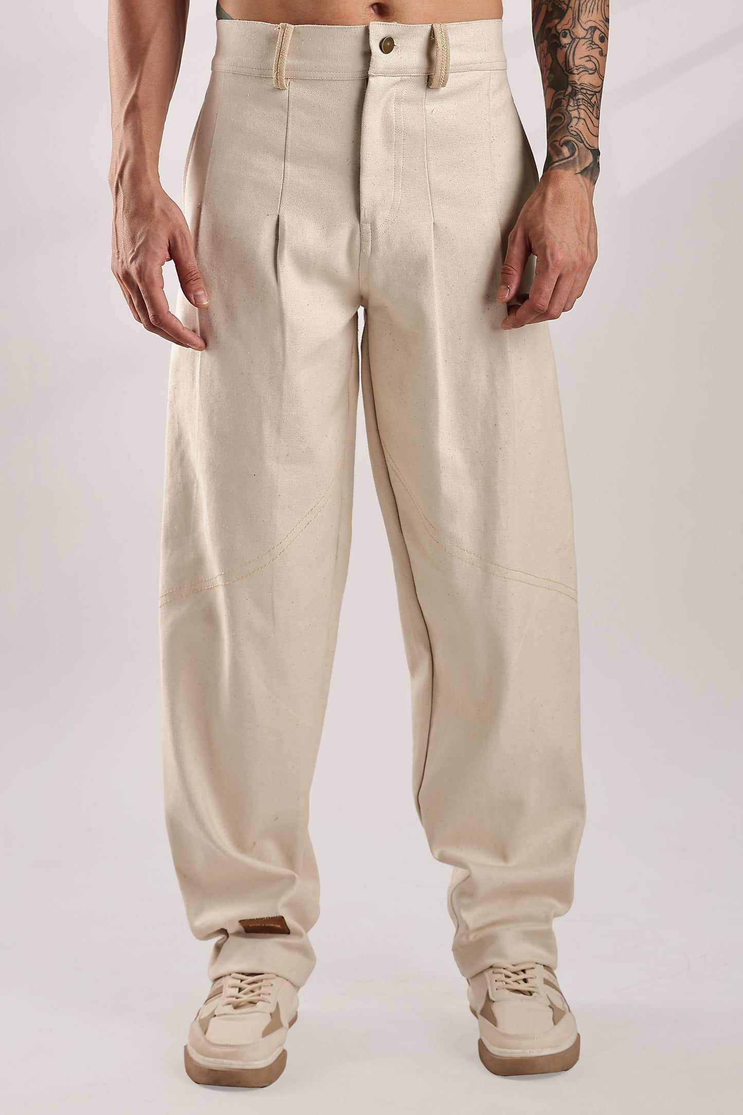 Double Pleated Raw Denim Pants
