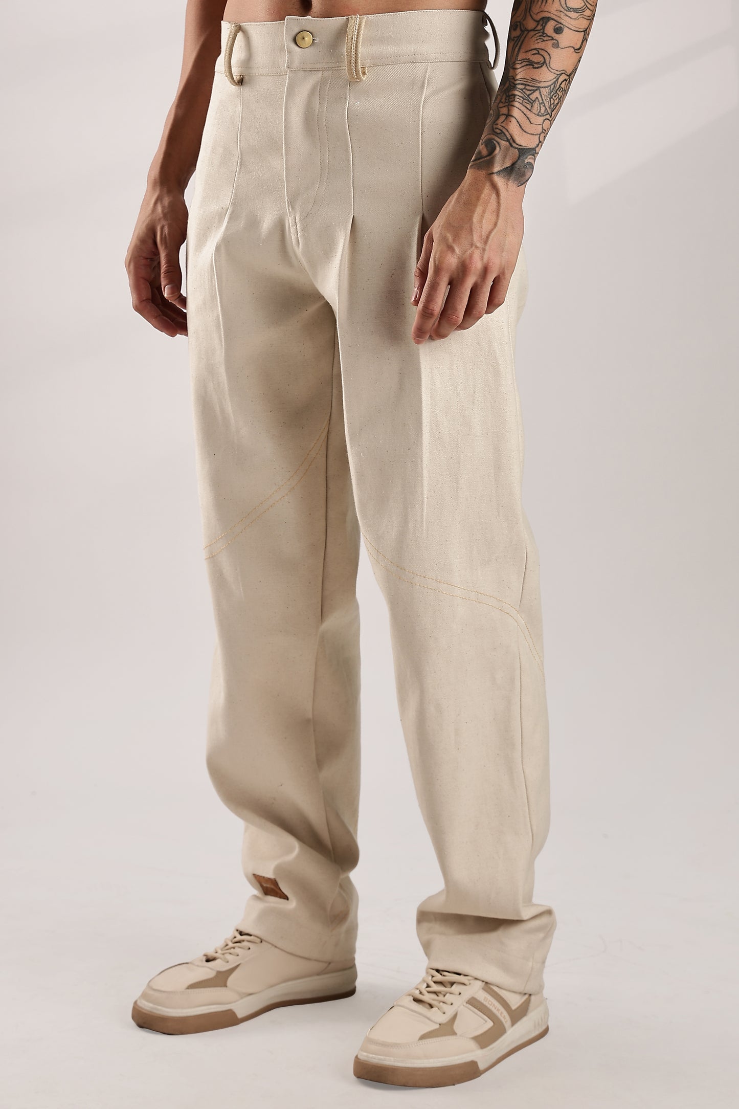 Double Pleated Raw Denim Pants