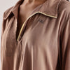 Flowy V Neck Wind Shirt 'Brown'