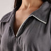 Flowy V Neck Wind Shirt 'Grey'