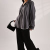 Flowy V Neck Wind Shirt 'Grey'