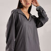 Flowy V Neck Wind Shirt 'Grey'
