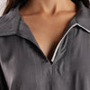 Flowy V Neck Wind Shirt 'Grey'