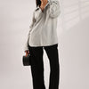 Flowy V Neck Wind Shirt 'Light Grey'