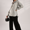 Flowy V Neck Wind Shirt 'Light Grey'