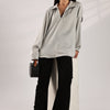 Flowy V Neck Wind Shirt 'Light Grey'