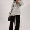Flowy V Neck Wind Shirt 'Light Grey'