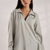 Flowy V Neck Wind Shirt 'Light Grey'
