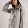 Flowy V Neck Wind Shirt 'Light Grey'