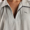 Flowy V Neck Wind Shirt 'Light Grey'