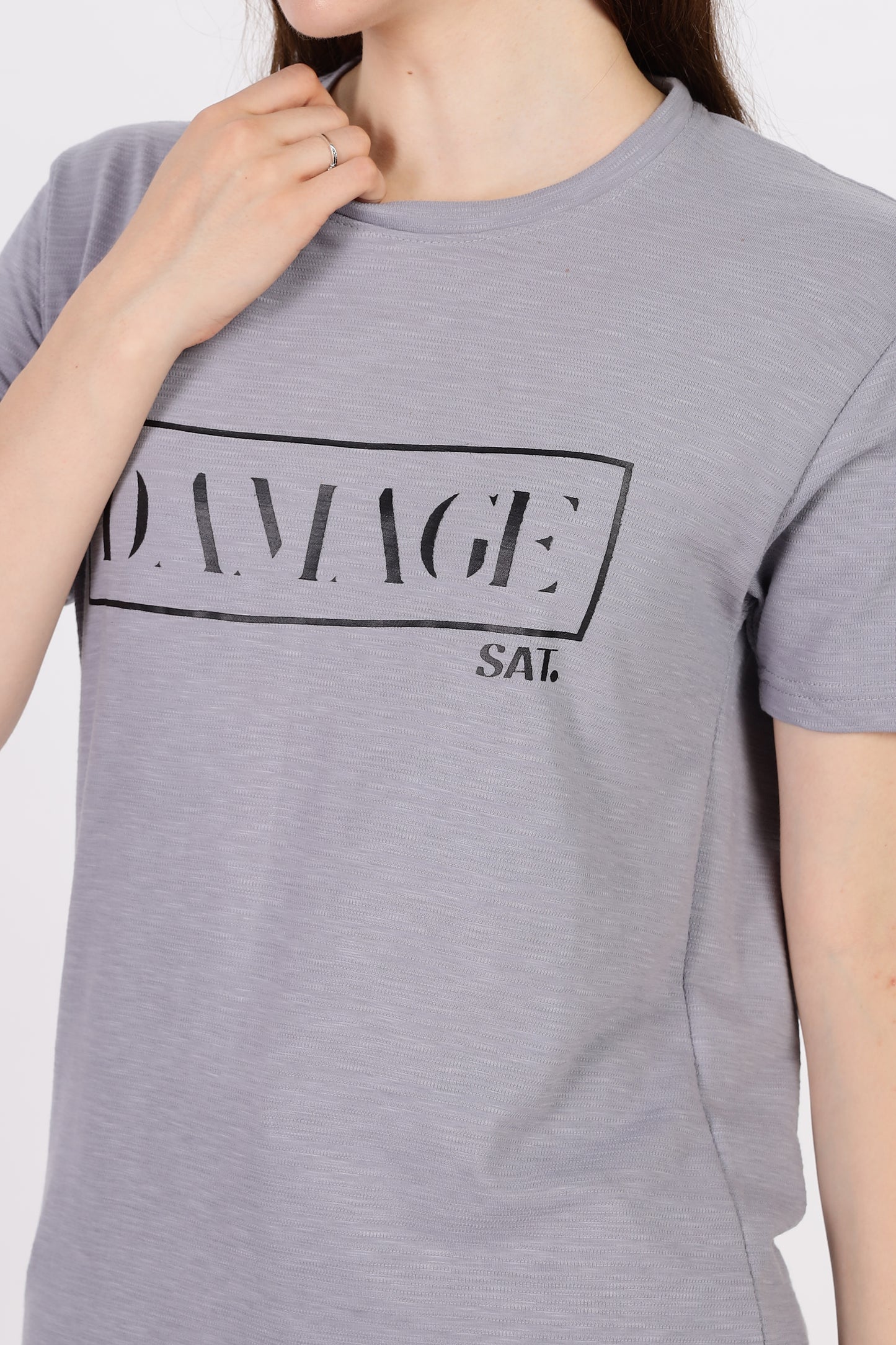 Damage Round Neck T-shirt 'Grey'