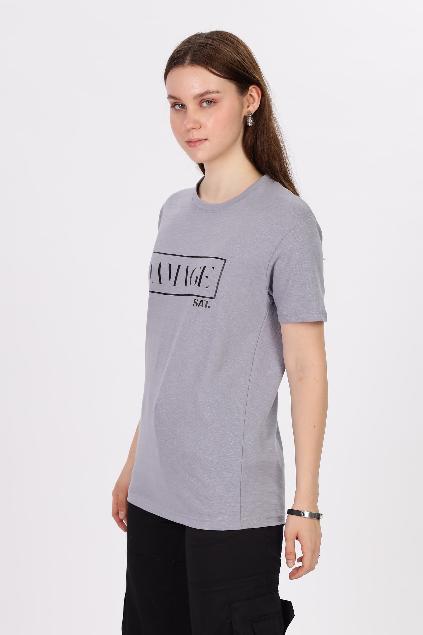 Damage Round Neck T-shirt 'Grey'