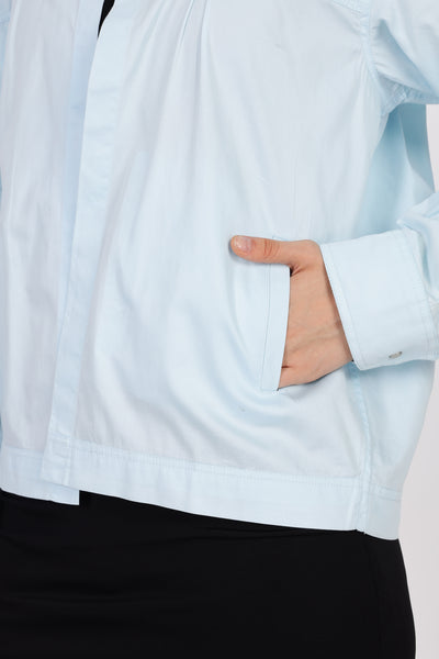 Light Blue Cotton Jacket - Inverted Box Pleat Jacket