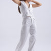 White Strips Cotton Sleeveless Co-Ord Set