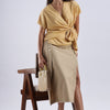 Button single Slit Long Skirt