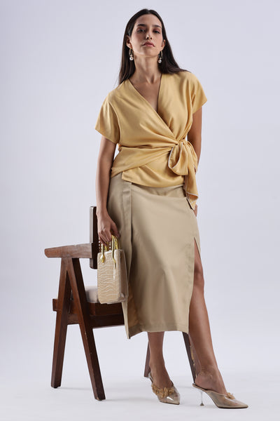 Button single Slit Long Skirt
