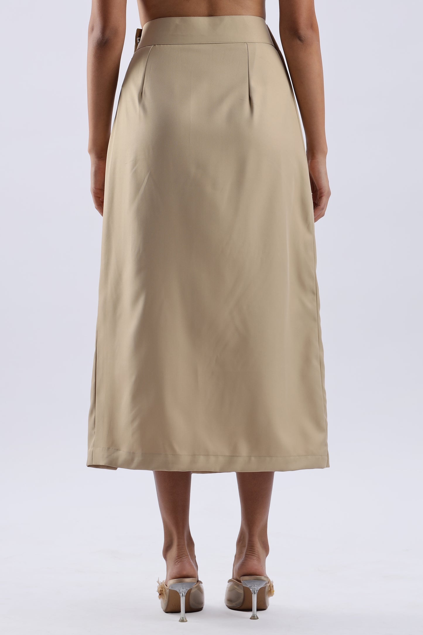 Button single Slit Long Skirt