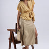 Button single Slit Long Skirt