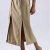 Button single Slit Long Skirt