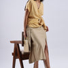 Button single Slit Long Skirt